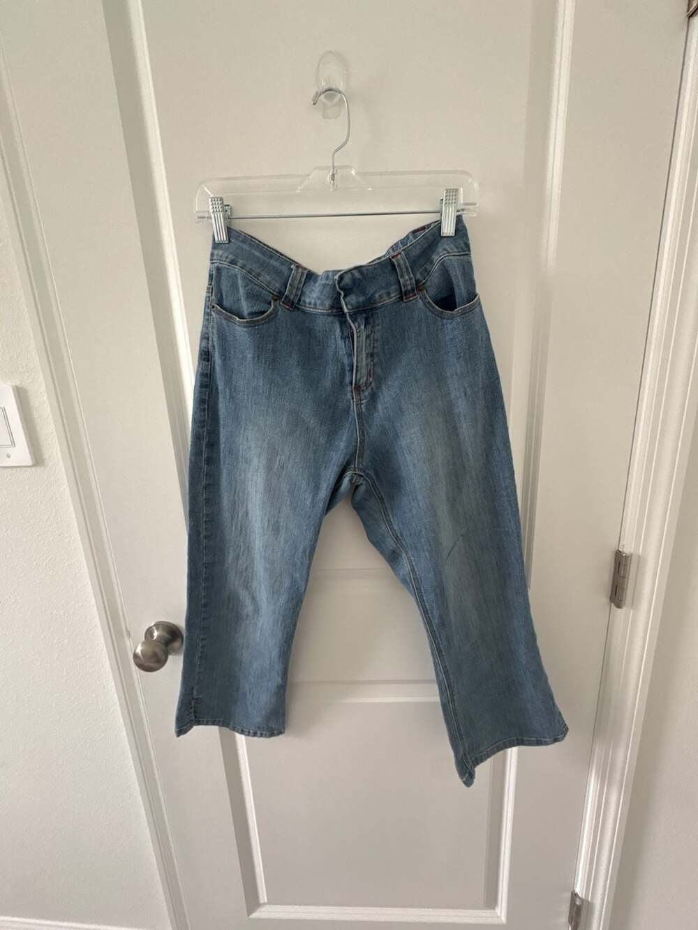 Universal Jeans Sky Blue Blasted Cropped Cut Denim
